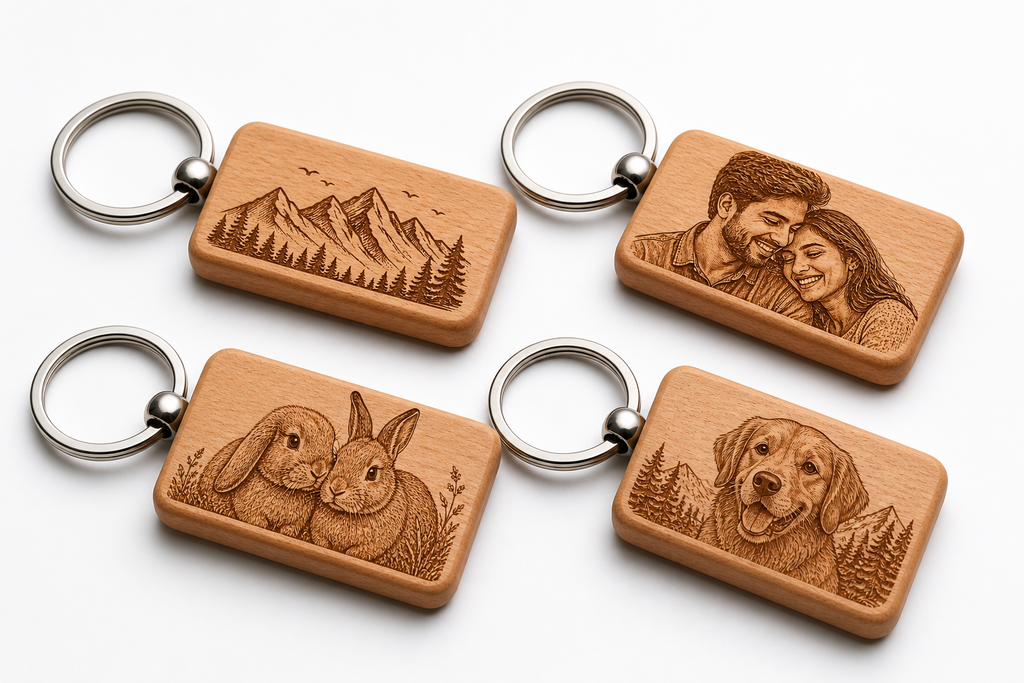 Custom Engraved Wooden Keychain